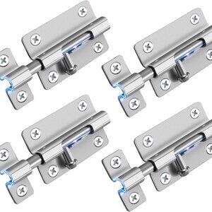 4 Pack Thickened Steel Slide Latch Door Lock Keyless Entry Security Easy Install